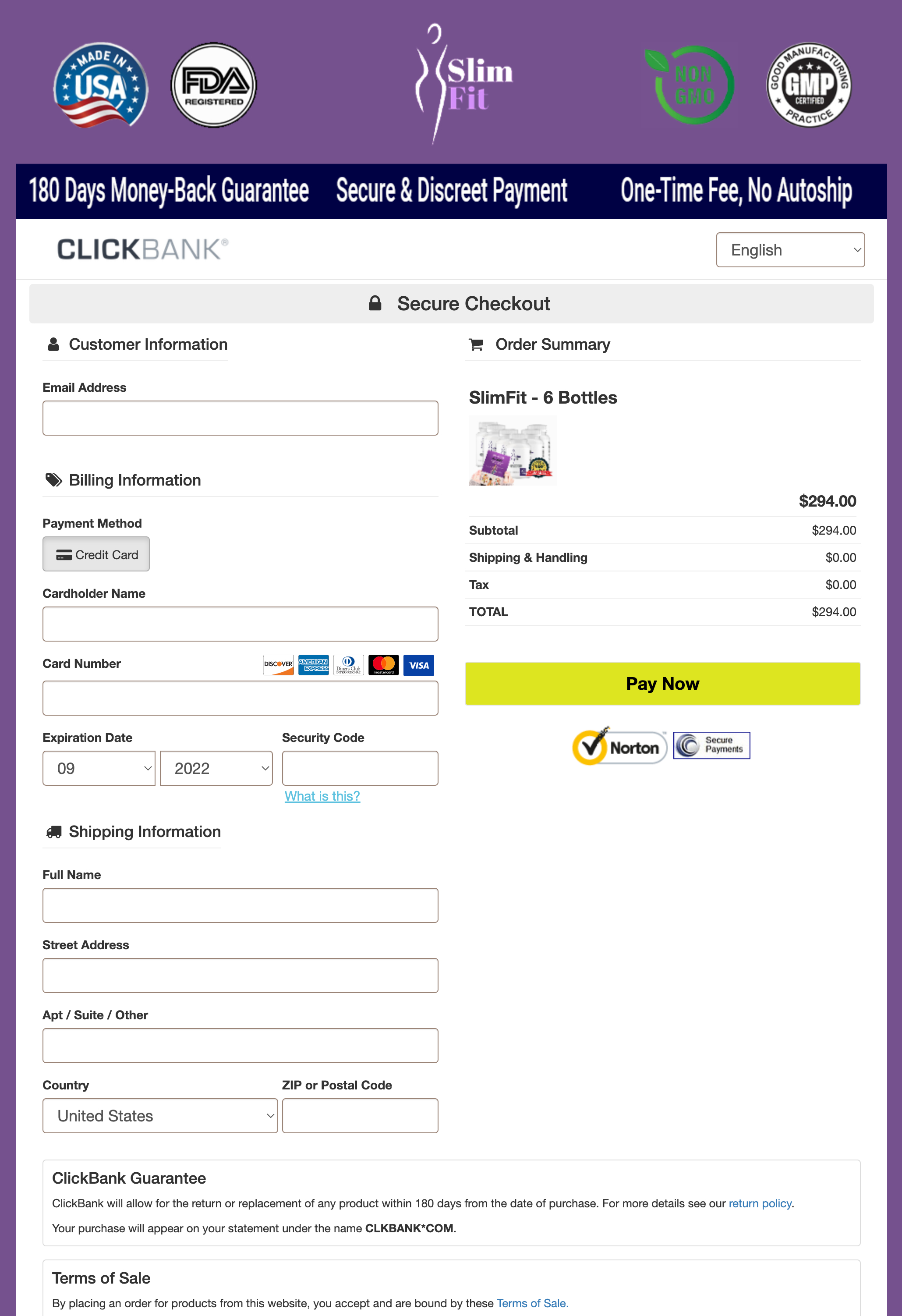 SlimFitGO - Order Page
